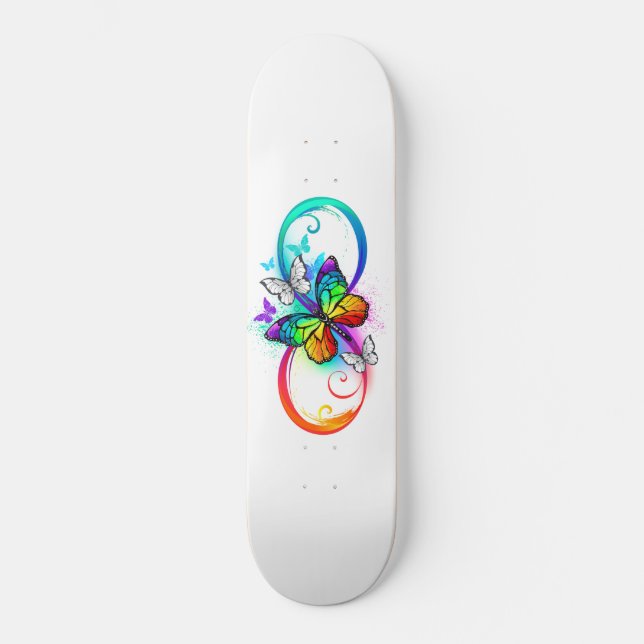 Bright infinity with rainbow butterfly skateboard (Front)