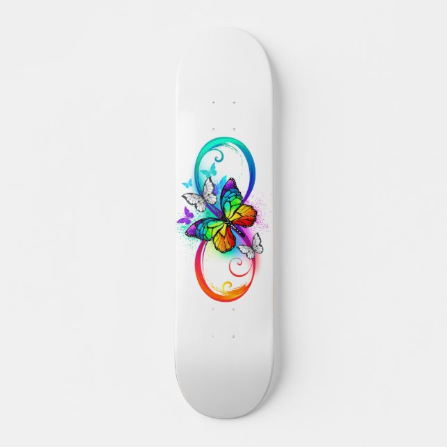 Bright infinity with rainbow butterfly skateboard (Front)