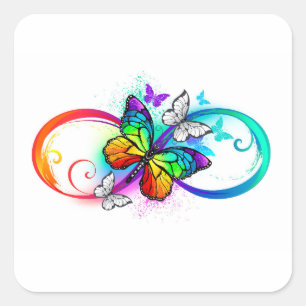 Bright infinity with rainbow butterfly square sticker