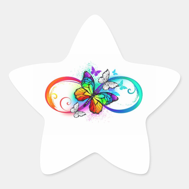 Bright infinity with rainbow butterfly star sticker (Front)