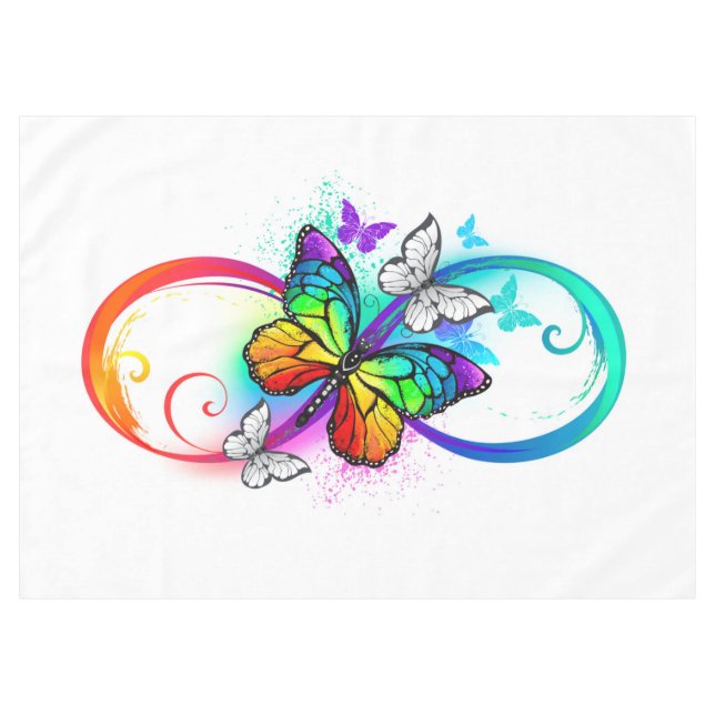 Bright infinity with rainbow butterfly  tablecloth (Front (Horizontal))