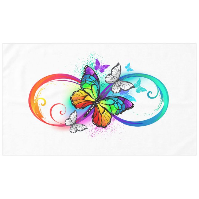 Bright infinity with rainbow butterfly  tablecloth (Front (Horizontal))