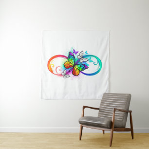Bright infinity with rainbow butterfly tapestry