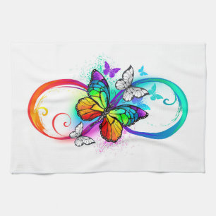 Bright infinity with rainbow butterfly tea towel