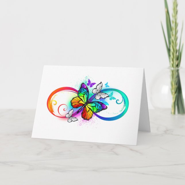 Bright infinity with rainbow butterfly thank you card (Front)