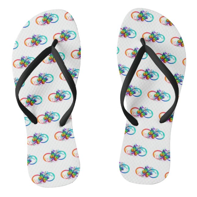 Bright infinity with rainbow butterfly thongs (Footbed)