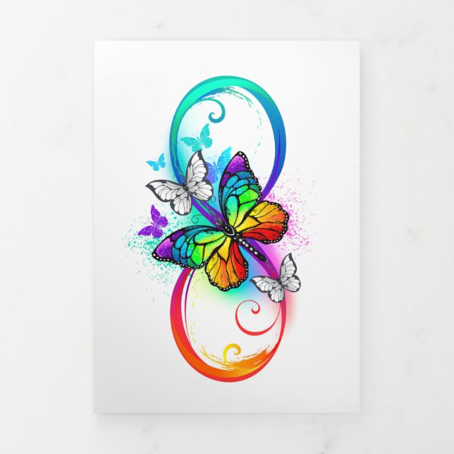 Bright infinity with rainbow butterfly Tri-Fold card (Cover)