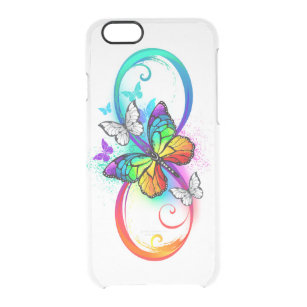 Bright infinity with rainbow butterfly clear iPhone 6/6S case