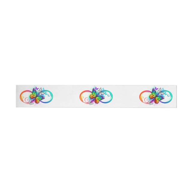 Bright infinity with rainbow butterfly wraparound address label (Individual)