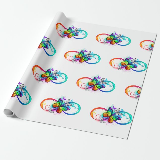 Bright infinity with rainbow butterfly wrapping paper (Unrolled)