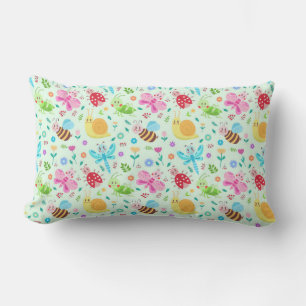 Bright Insects and Flowers for Children's Design Lumbar Cushion