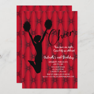 Bright  Iridescent Silouhette Cheerleader Birthday Invitation