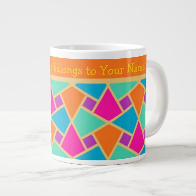Bright Islamic Pattern, Stripes Custom Jumbo Mug (Front Right)