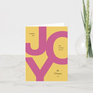 Bright Joy Pink & Yellow Non-Photo Holiday Card