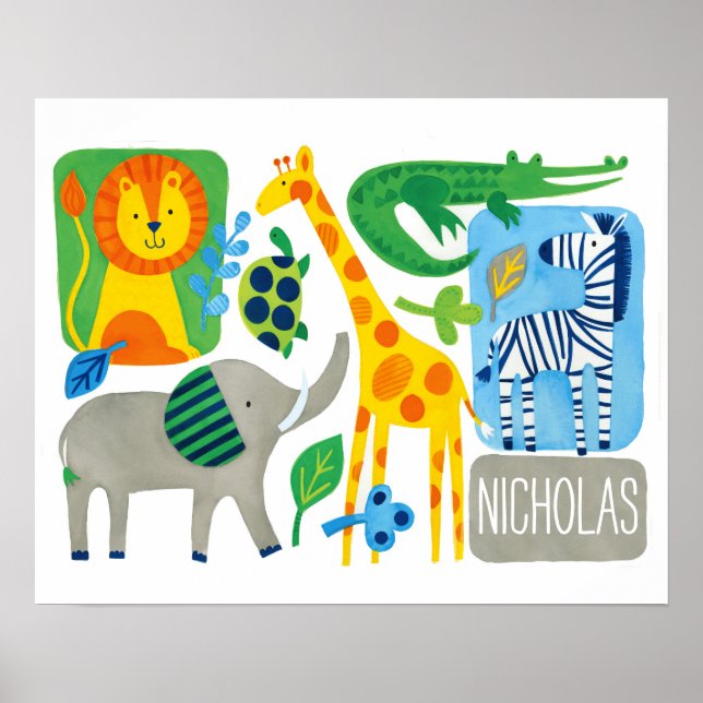Bright Jungle Kids Customizable Wall Art print (Front)