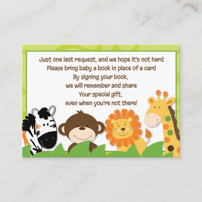Bright Jungle Safari Animals Book Request Cards (Front)