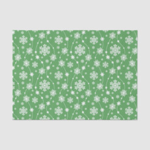 Bright Kelly Green Winter White Snowflake Pattern Tissue Paper