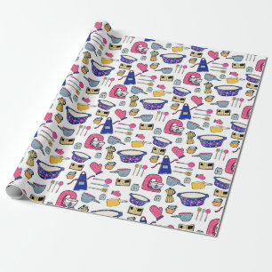 Bright Kitchen Utensils Chef Baker pattern Wrapping Paper