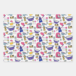 Bright Kitchen Utensils Chef Baker pattern Wrapping Paper Sheet