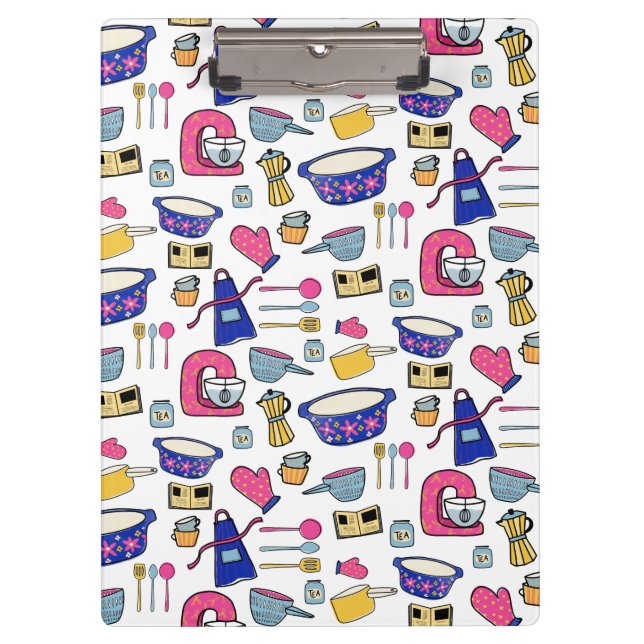 Bright Kitchen Utensils Chef Cake Baker Clipboard (Front)