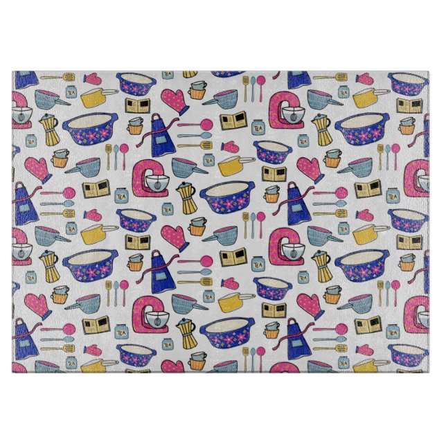 Bright Kitchen Utensils Chef Cake Baker  Cutting Board (Front)