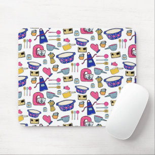 Bright Kitchen Utensils Chef Cake Baker Mouse Pad