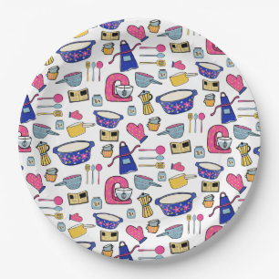 Bright Kitchen Utensils Chef Cake Baker Paper Plate