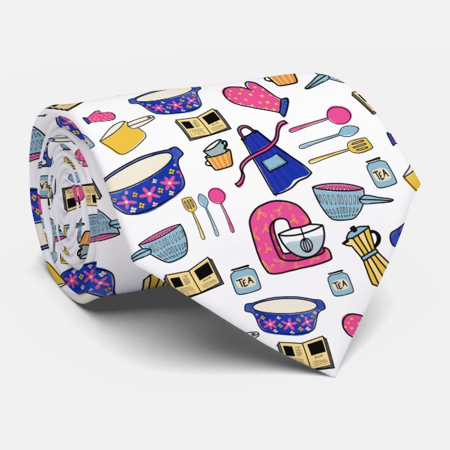 Bright Kitchen Utensils Cook Cake Maker Tie (Rolled)