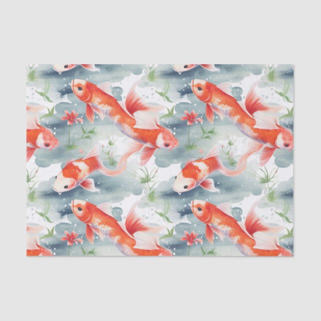 Bright Koi Fish Garden Bathroom Decoupage Tissue Paper (Front)