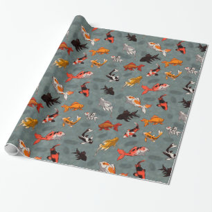 Bright Koi Fish Pond Pattern Wrapping Paper