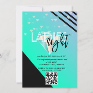  Bright Ladies Night Club Bar Flyer QR Code Invitation