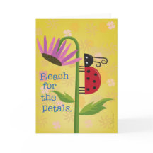 Bright Ladybug on Purple Flower Greeting Card