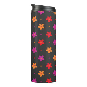 Bright large floral pops of colour thermal tumbler