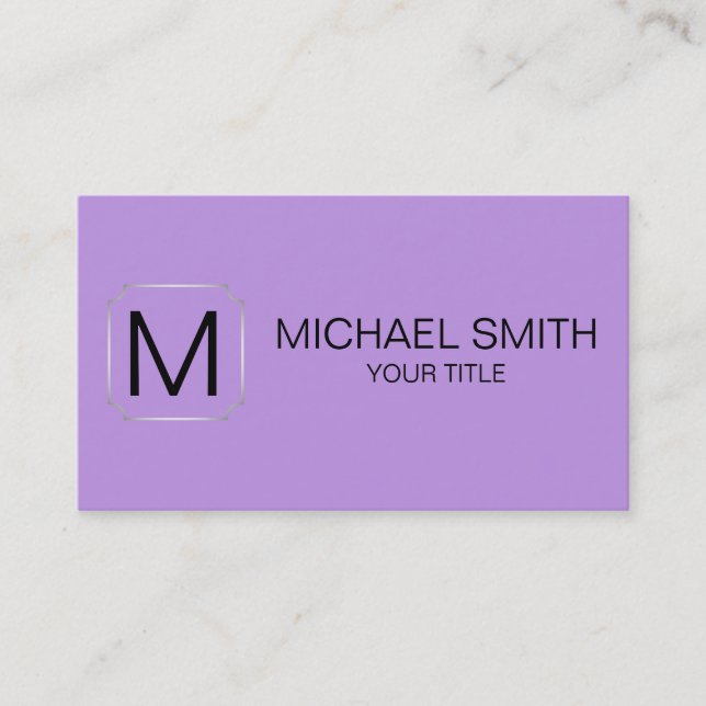 Bright lavender colour background business card (Front)