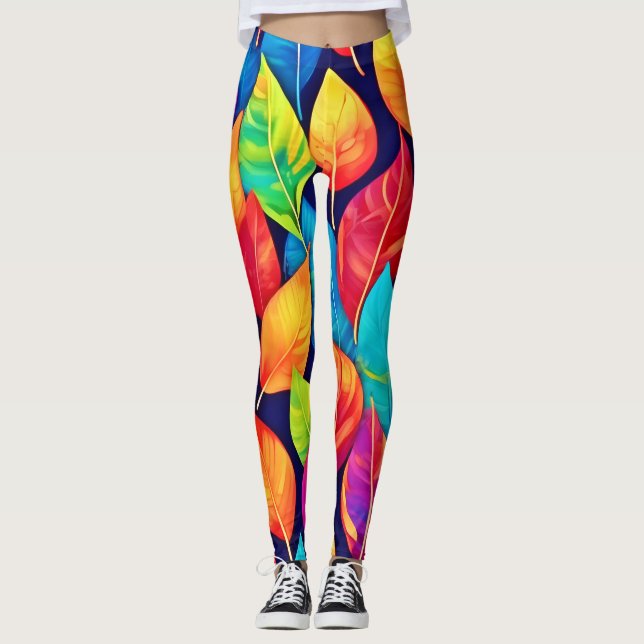 Bright Leaf Artwork Leggings (Front)