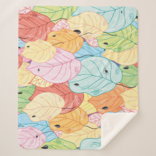 Bright Leaf Texture: Nature Inspired. Sherpa Blanket