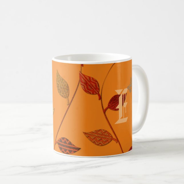 Bright Leaves Monogrammed Mug (Front Right)