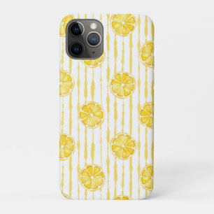 Bright Lemon Slices on Striped Background iPhone 11 Pro Case