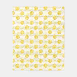 Bright Lemon Slices on Striped Background Fleece Blanket