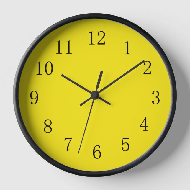 Bright Lemon Yellow Kitchen Wall Clock (Front)