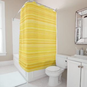 Bright Lemon Yellow Modern Stripe Pattern Shower Curtain