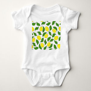 Bright Lemons Green Leaves Pattern Baby Bodysuit