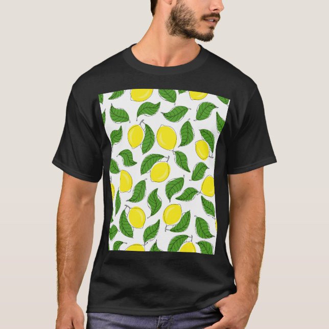 Bright Lemons Green Leaves Pattern T-Shirt (Front)