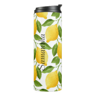 Bright lemons thermal tumbler monogrammed