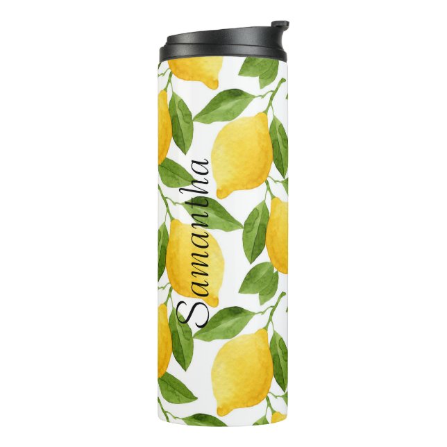 Bright lemons thermal tumbler monogrammed  (Rotated Left)