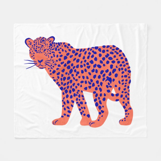 Bright Leopard Fleece Blanket (Front (Horizontal))