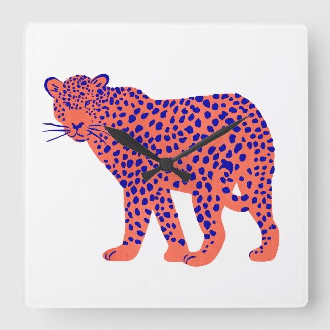 Bright Leopard Square Wall Clock (Front)