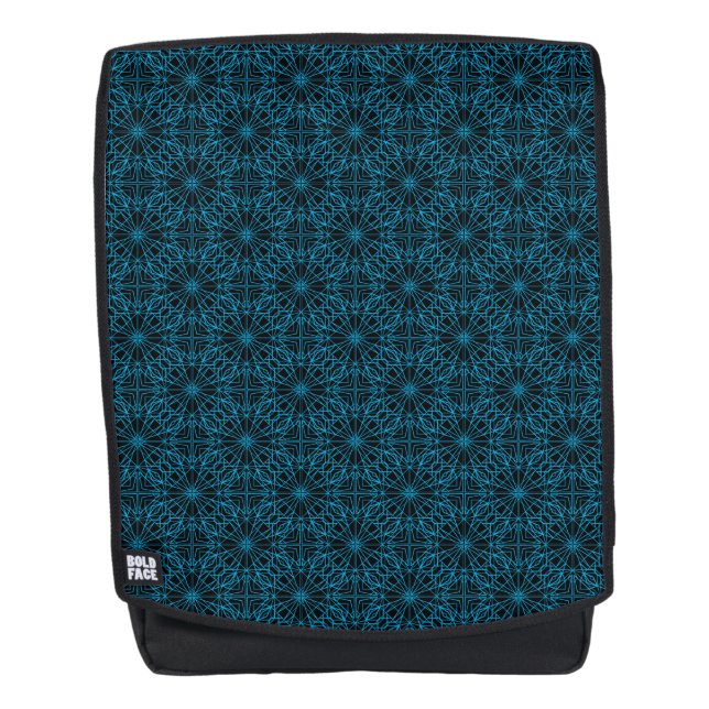 Bright Light Blue Black Geometric Symmetry Pattern Backpack (Front)