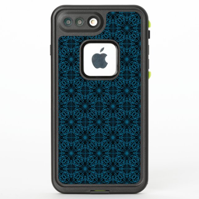 Bright Light Blue Black Geometric Symmetry Pattern LifeProof iPhone Case (Back)