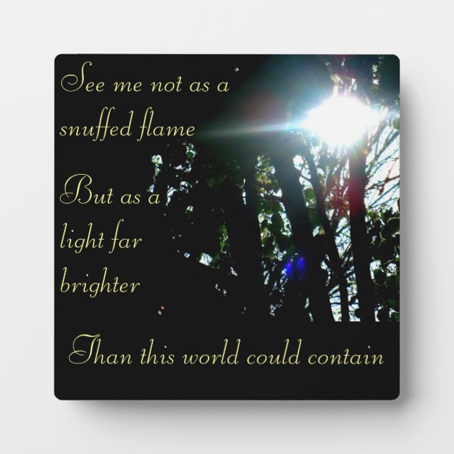 Bright Light Commemorative Plaque (Front)